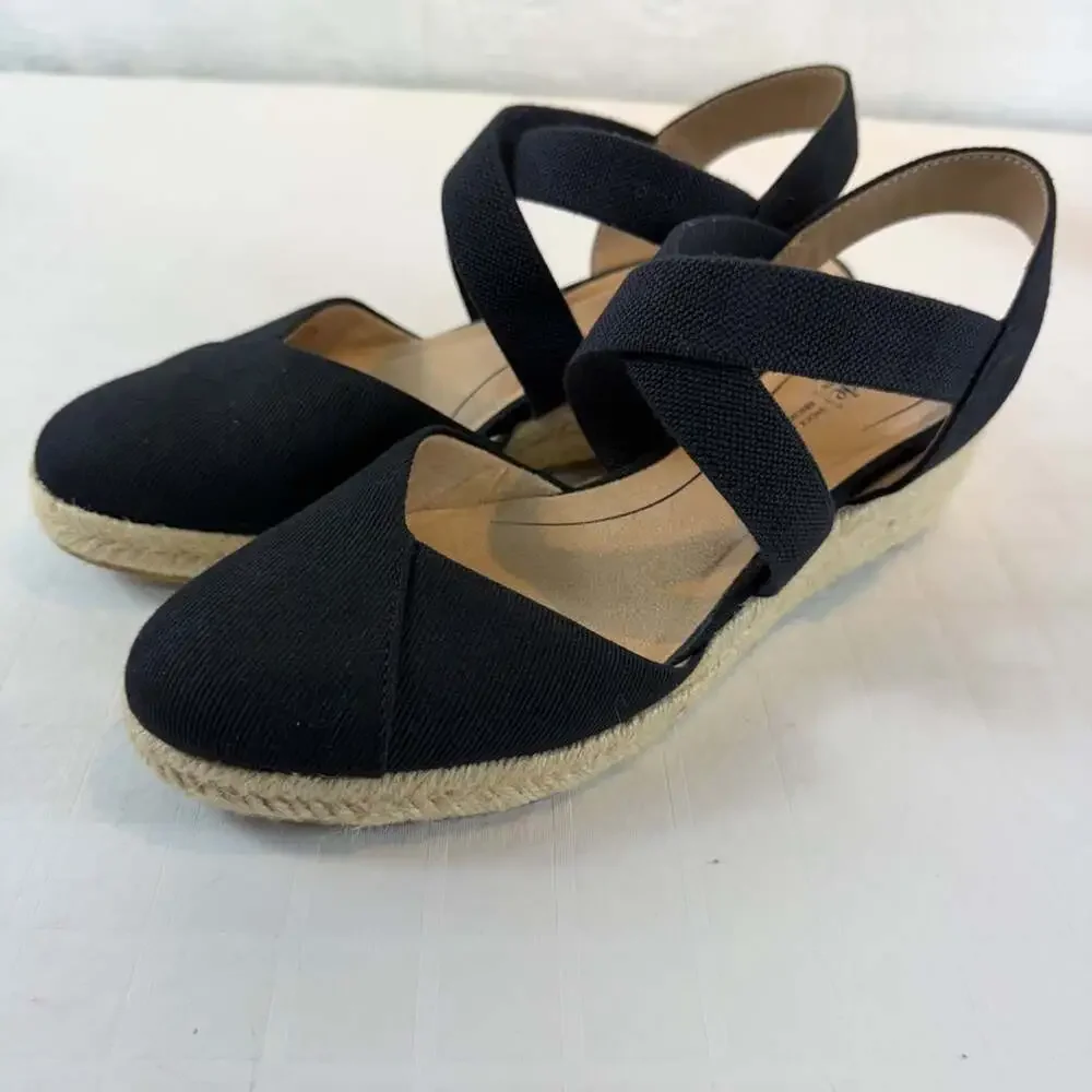 Lifestride shoes women's size 6 M espadrilles black canvas upper resort wear